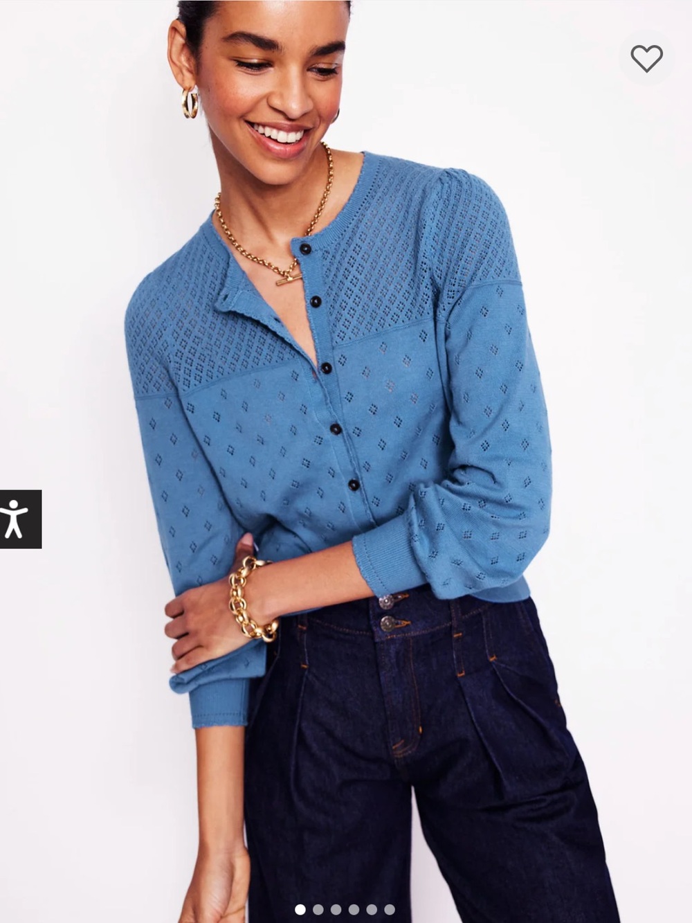 Boden Rosalie Pointelle Cardigan - River Blue